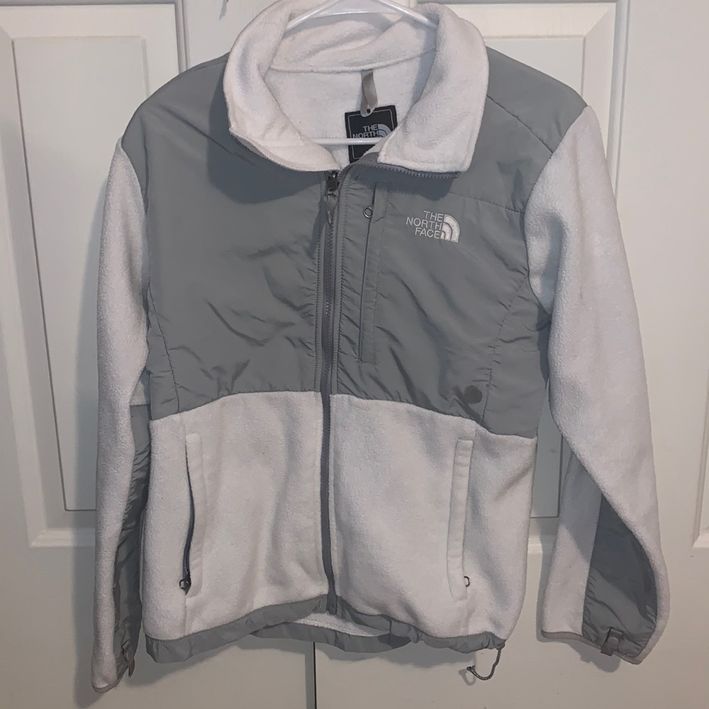 White and gray north face jacket size medium
